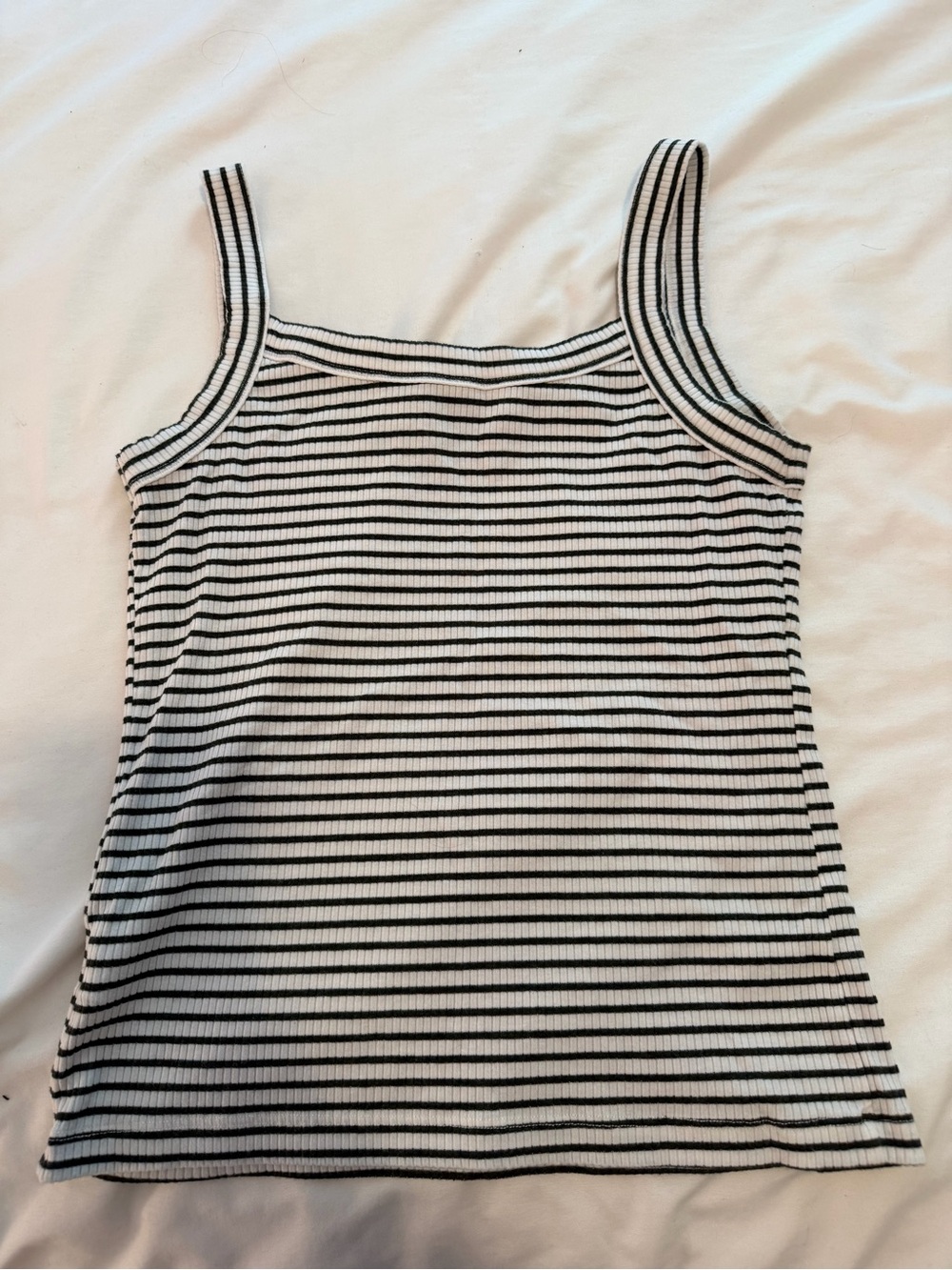 American Eagle Striped Ribbed Tank Top - Black & Green